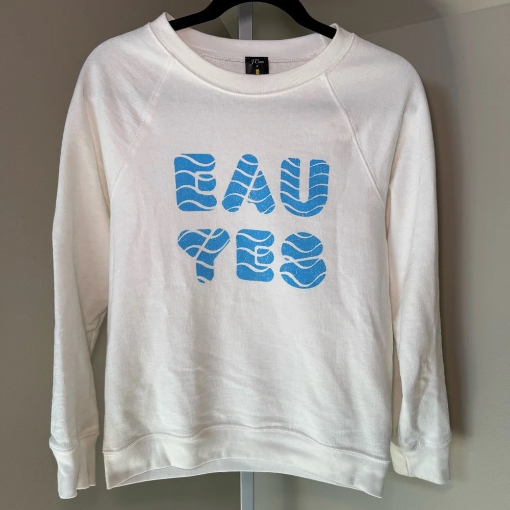 J Crew x Charity Water white,‎ crew neck sweatshirt size XS